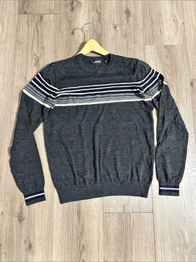 MURANO Striped Crewneck Sweater in Black & White Size Small